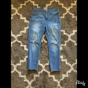 Madewell distressed light wash high waisted jeans